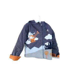 Coco Bonbons Navy & Orange Helicopter Hooded Jacket For Kids Size S